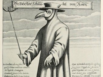 Чумной доктор. Фрагмент гравюры Поля Фюрста, 1656 год.